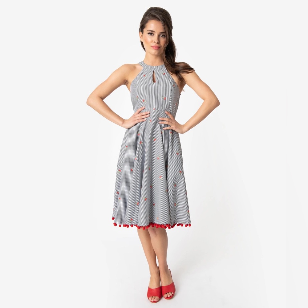 NWOT Smak Parlour Unique Vintage cherry embroidered make me over dress- M/L